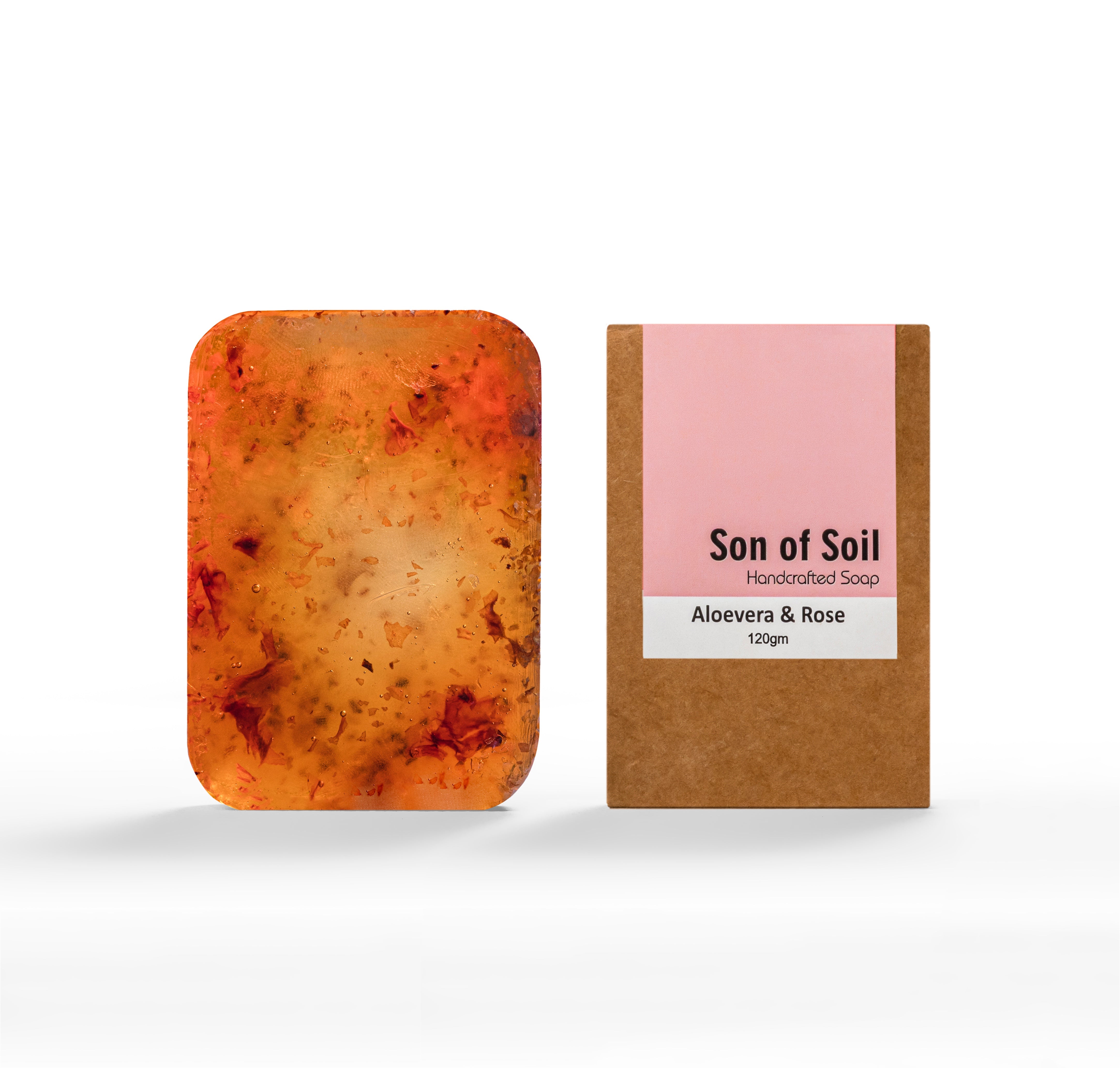 Handmade Soap with Aloe Vera & Rose for Moisturizing & Smoothening Skin| Natural Beauty Soap with Rose Petals| No Colours| Vegan| Paraben Free 120gm