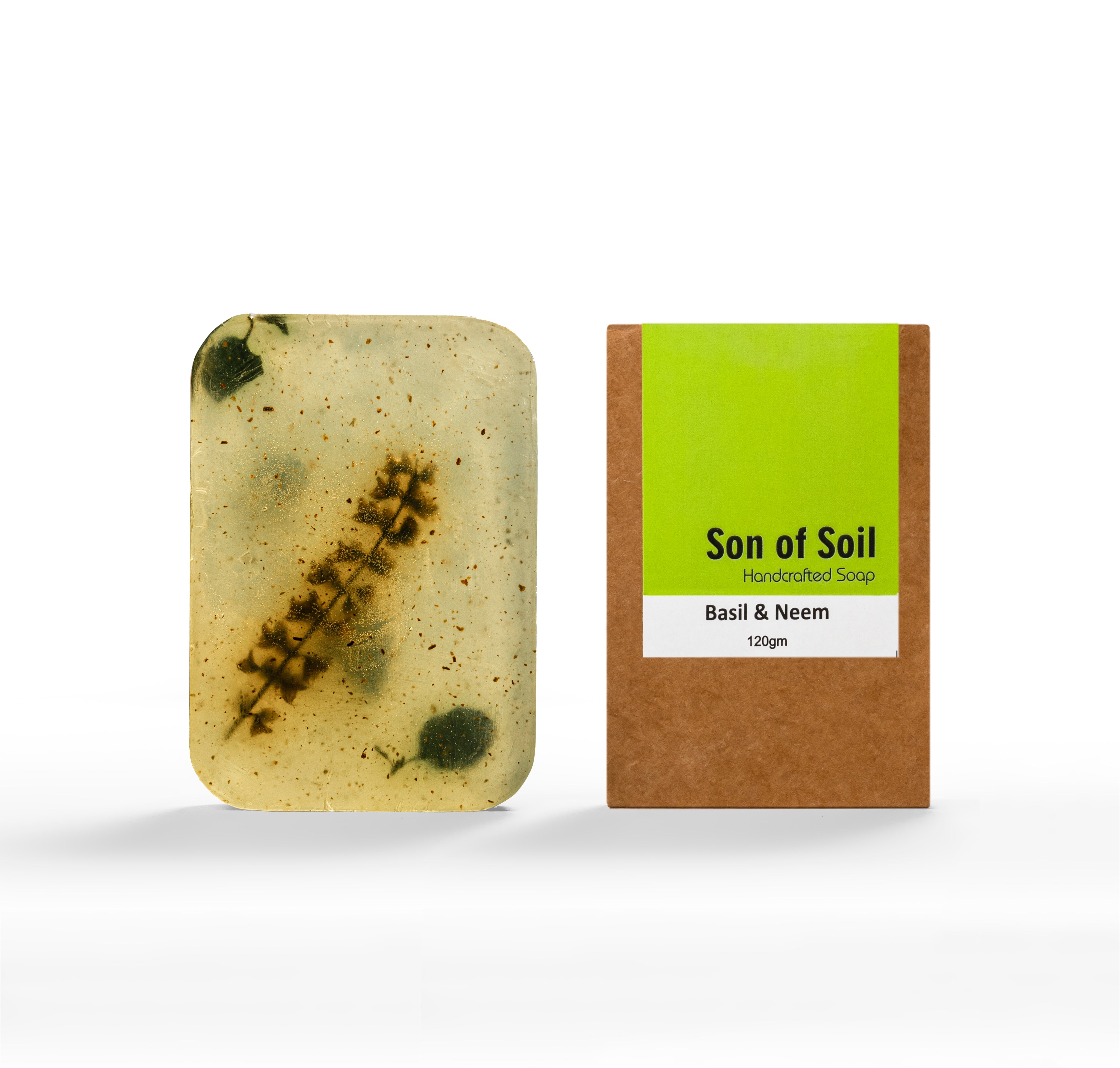 Handmade Soap with Basil & neem for Moisturizing & Smoothening Skin| Natural Beauty Soap | No Colours| Vegan| Paraben Free 120gm