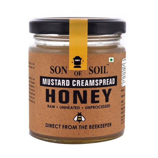 Mustard Cream Raw Honey | Pure Unpasteurized and Unprocessed Wild Honey Direct from the Beekeepers | Natural Mustard Honey | No Added Sugar - 240gm (Glass Jar)