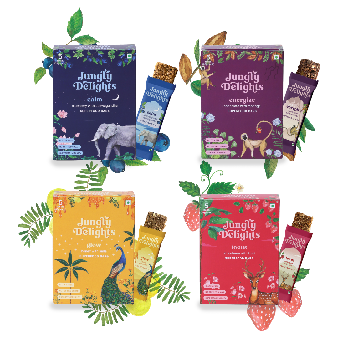 Superfood Bars| Variety pack | All Superfood Bars | Loved by Kids | 4 Boxes Of 5 Bars each