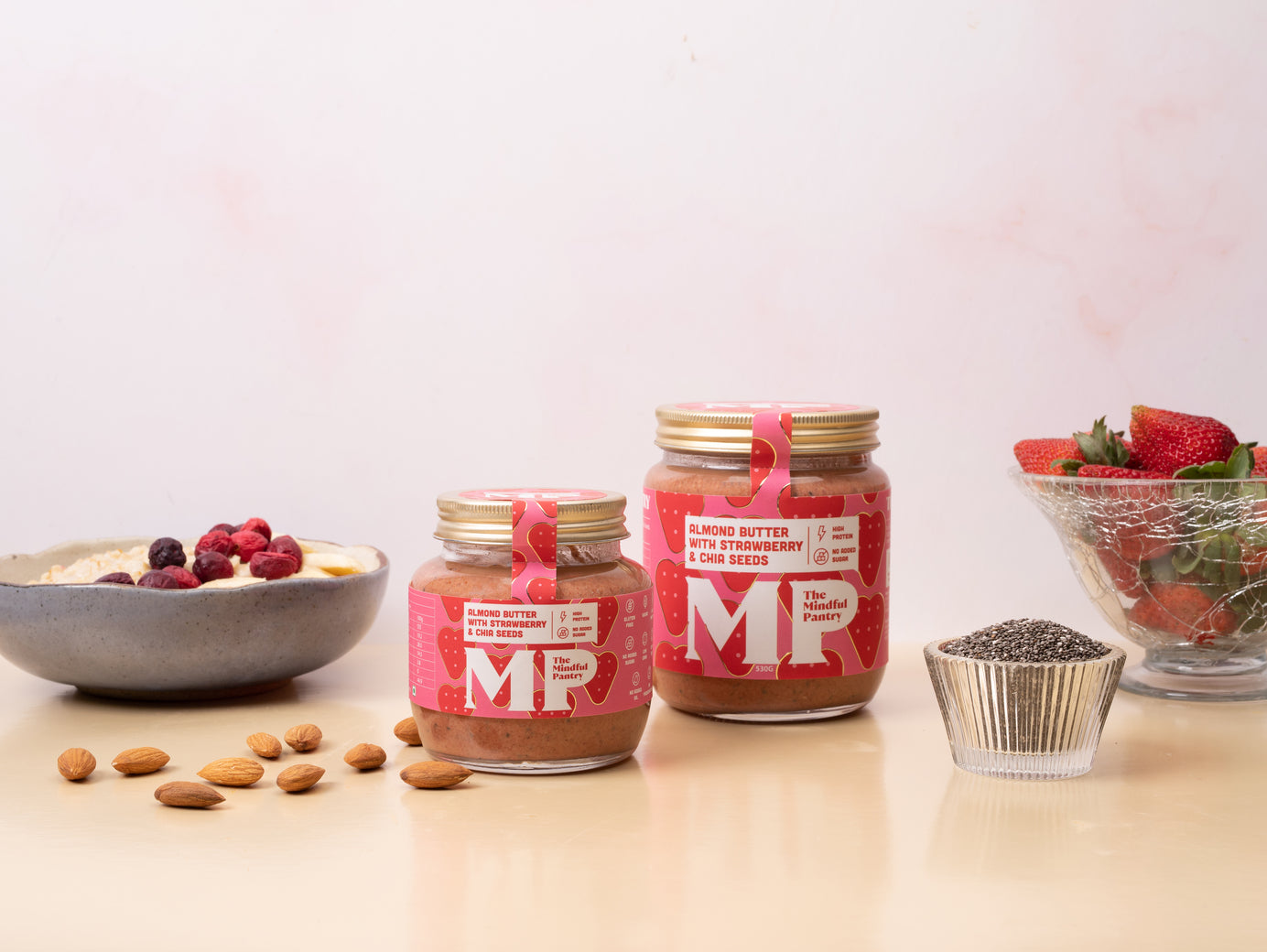 Almond Butter with Strawberry and Chia Seeds