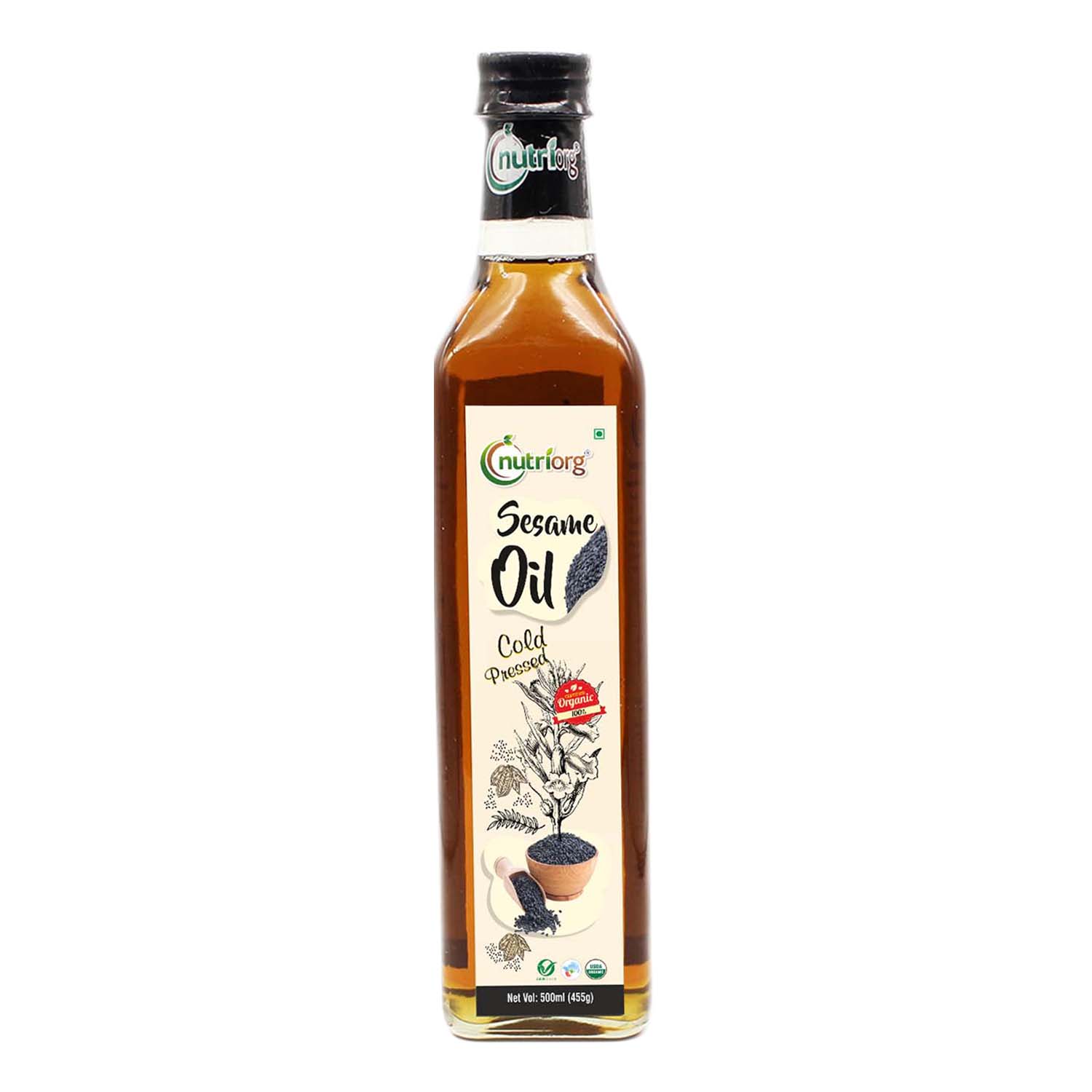 Organic Sesame Oil 500ml Glass Bottle
