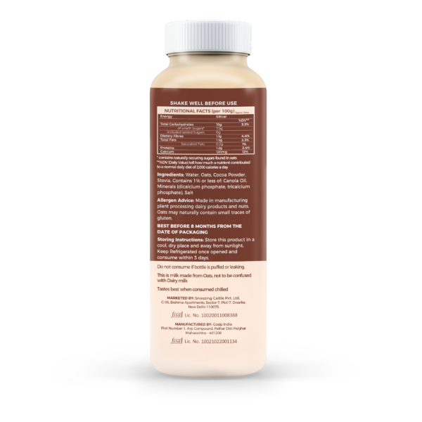 Chocolate Oat Milk (Rich Cocoa) - Vegan, 100% Plant based & Natural