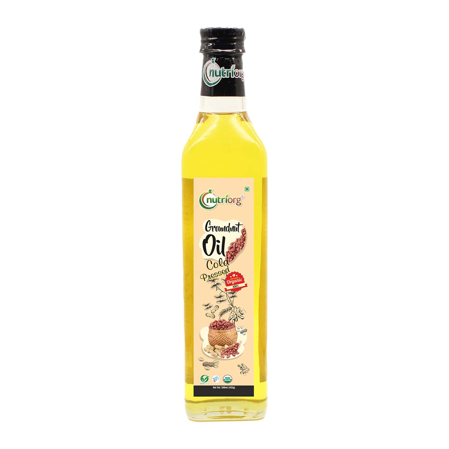 Organic Groundnut Oil 500ml Glass Bottle