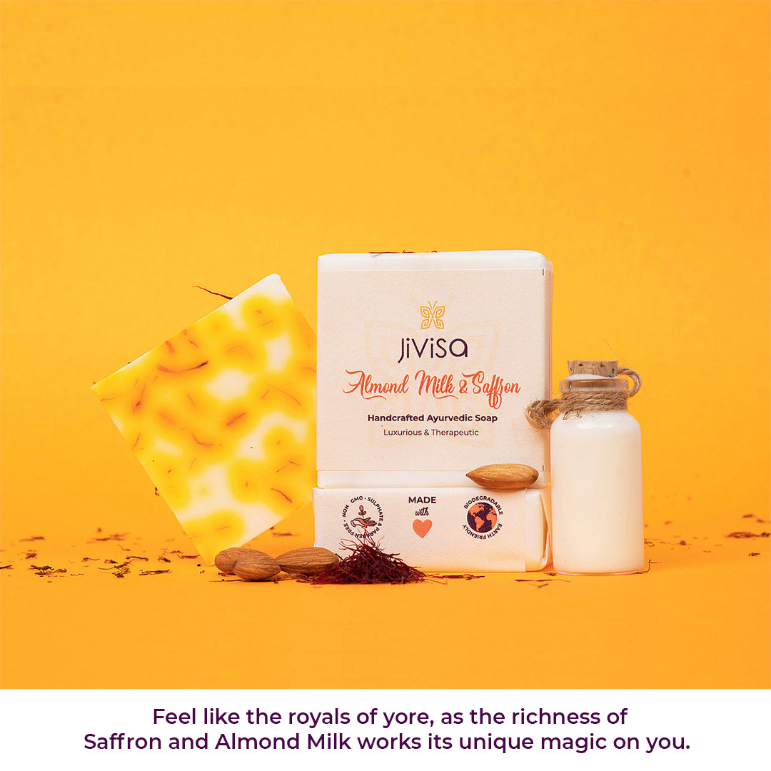 Luxury Almond Milk & Saffron Handcrafted Ayurvedic Soap