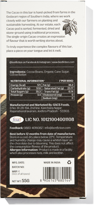 Memories Of A Brown Harvest- 64% Dark Chocolate - Dairy Free - Gluten Free