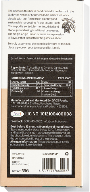 The Hazelnut Hour - 45% Milk Hazelnut Chocolate -Gluten Free