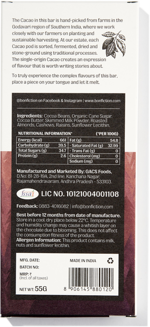 The Secret Life Of Nuts And Raisins - 45% Milk Fruit & Nut Chocolate - Gluten Free