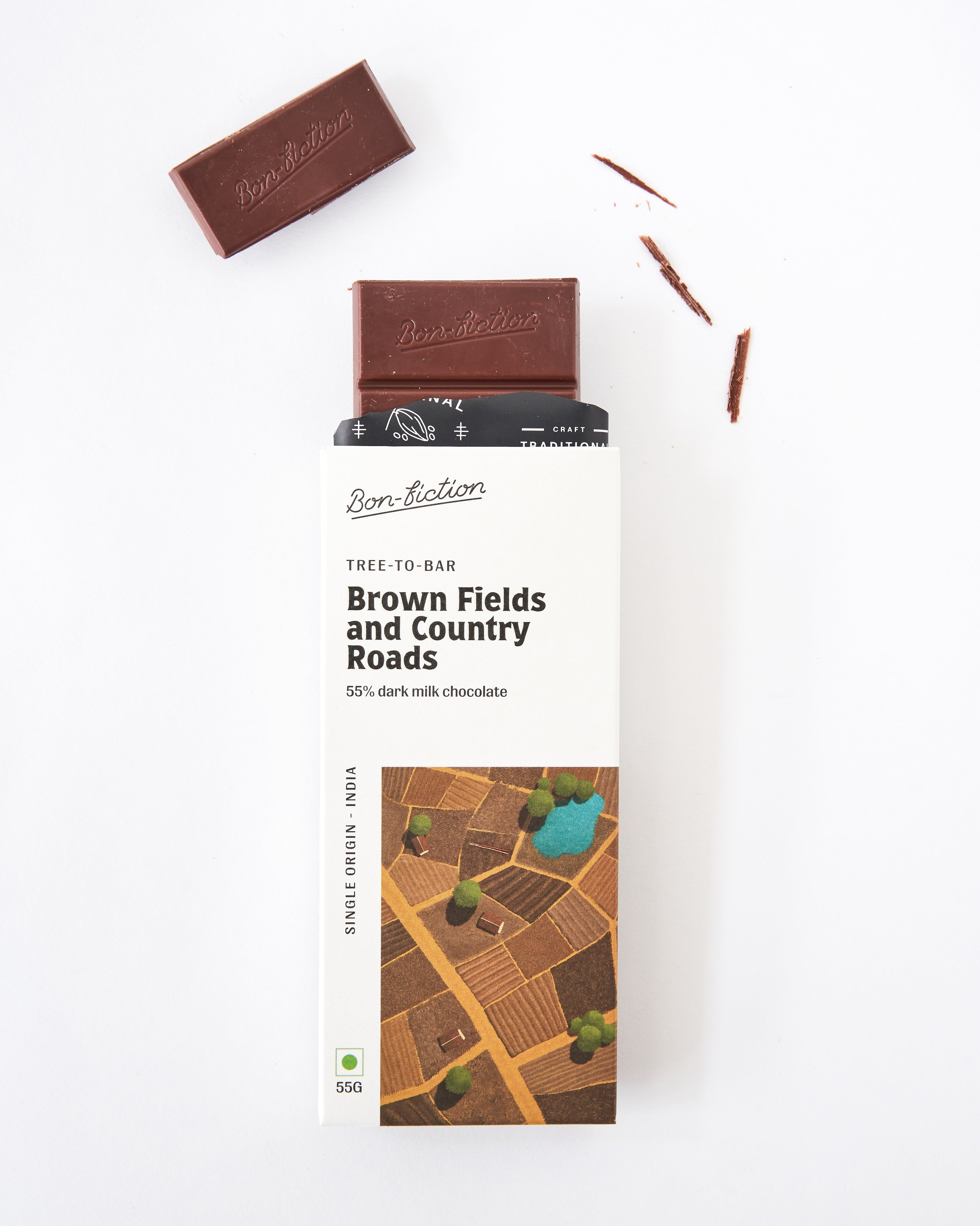 Brown Fields And Country Roads - 55% Dark Milk Chocolate -  Gluten Free