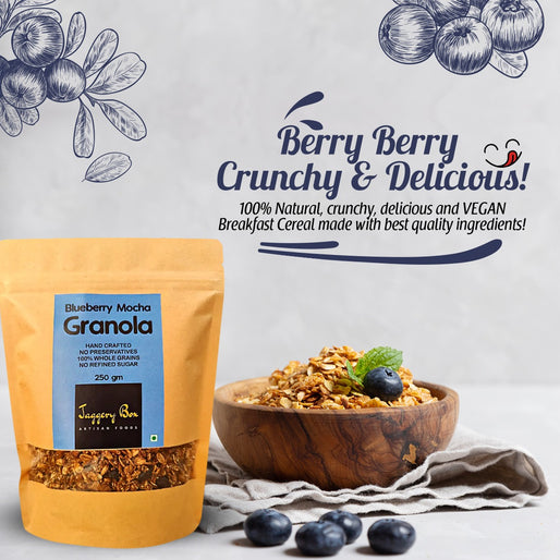 Blueberry Mocha Granola - 100% Natural, Gluten Free & Vegan Breakfast Cereal