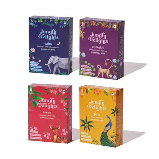 Superfood Bars| Variety pack | All Superfood Bars | Loved by Kids | 4 Boxes Of 5 Bars each