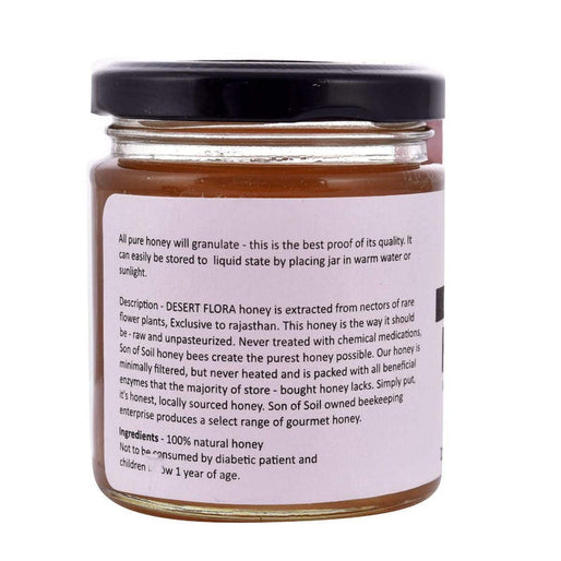 SON OF SOIL Desert Flora Raw Honey | Pure Unpasteurized and Unprocessed Natural Wild Honey Direct from the Beekeepers |No additives | No Added Sugar- 240gm (Glass Jar)