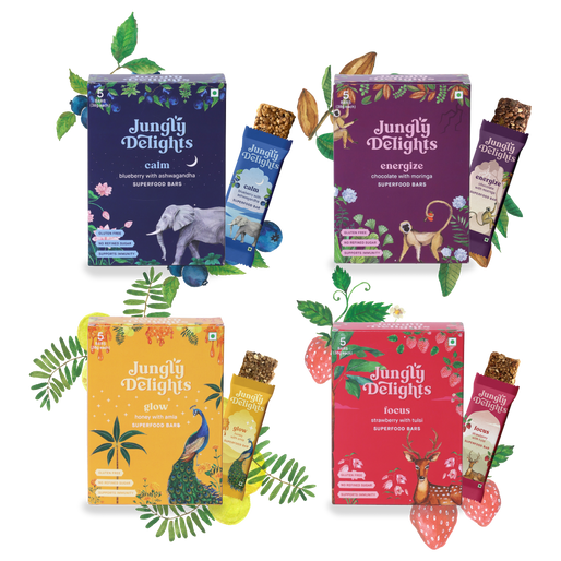 Superfood Bars| Variety pack | All Superfood Bars | Loved by Kids | 4 Boxes Of 5 Bars each