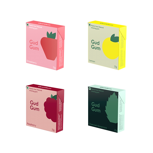Gud Gum Trial Pack - 1 pack per flavour (Each pack contains 15 pellets)