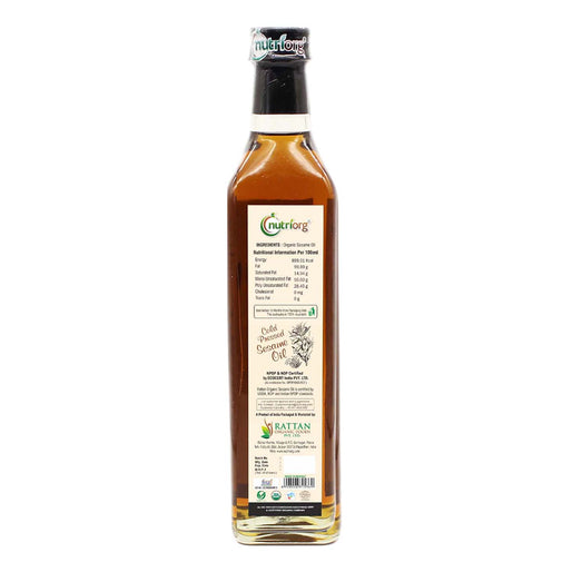 Organic Sesame Oil 500ml Glass Bottle