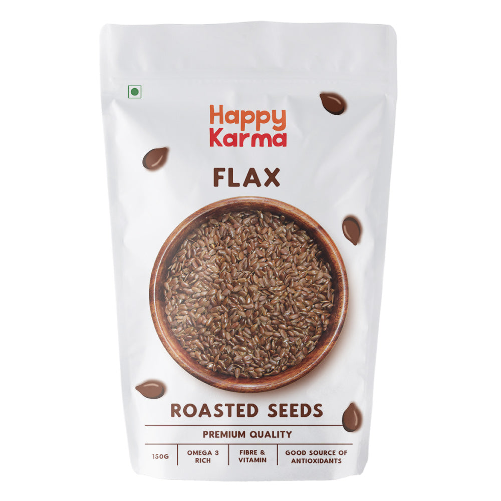 Happy Karma Roasted Flax Seeds 150g | Alsi Seeds | Seeds for weight loss | 100% natural | Seeds for better hair |